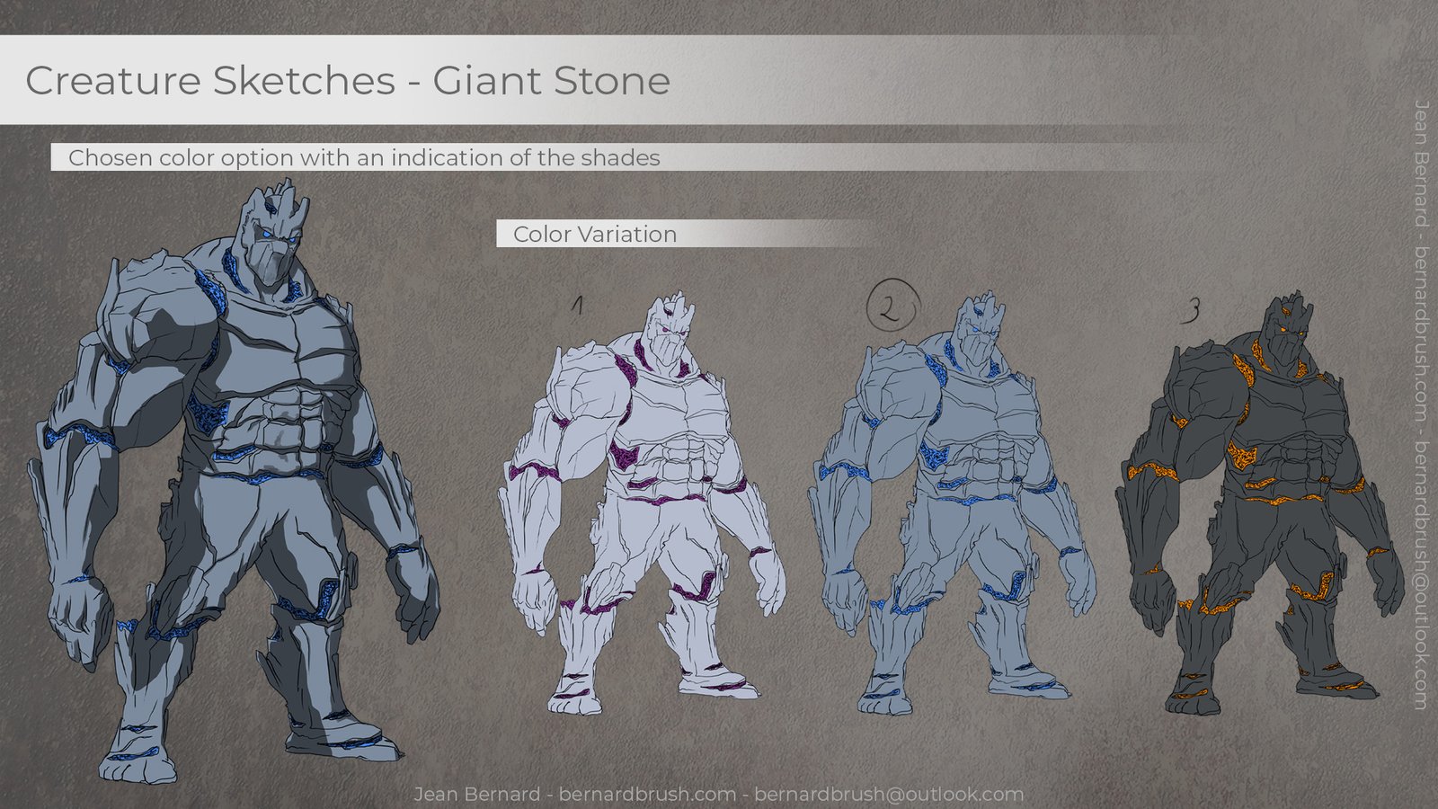 Creature color variation with indication of the shades - Giant Stone - Jean Bernard